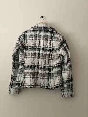 Elie Tahari Tweed Plaid Wool Blazer Size 8 thumbnail 2