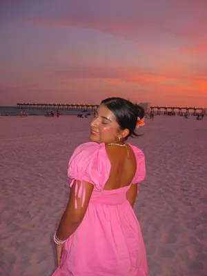 Pink Puff Sleeve Dress Size M thumbnail 4