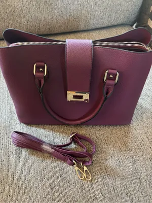 Kelly & Katie Plum Pebbled Satchel with Gold Hardware and Detachable Strap thumbnail 8