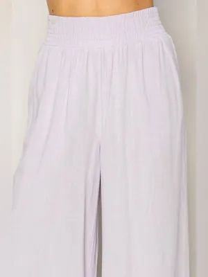 HYFVE Lavender Wide-Leg Smocked Waist Pants Pockets Large thumbnail 2