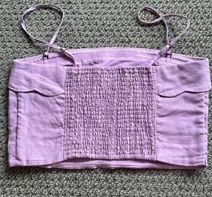 Abercrombie Removable straps cropped linen top thumbnail 4