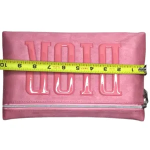 DIOR Logo Embossed Pink Sueded Top Zipper Clutch NWOT thumbnail 10
