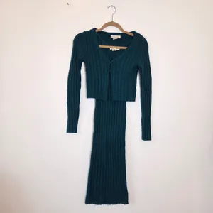 Happily Grey Sweater Dress Cardigan Set Aqua Teal Blue Cozy Loungewear Preppy S thumbnail 7