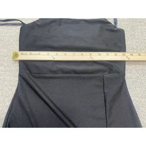 Elegant Black Strapless Bodycon Dress with Side Slit Size S thumbnail 11