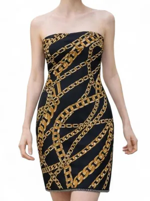 Miroa printed chain strapless dress Black Size M thumbnail 1
