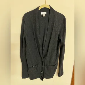 LOFT Charcoal Button-Up Cardigan thumbnail 2