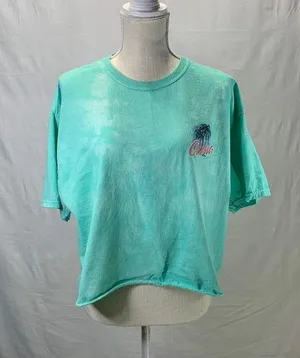 Disney LILO & Stitch Tie Dye Crew Neck Sea Green and White Crop Tee Size… thumbnail 1