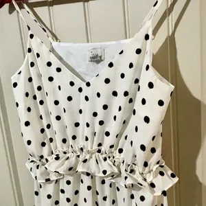 a new day White/Black Strapless Tiered Polka Dot Maxi Dress NWT thumbnail 6