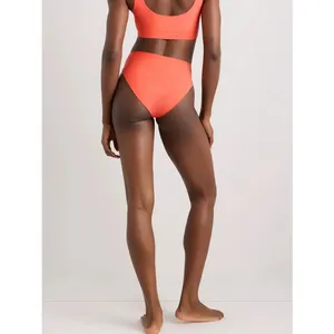 NWT Quince Sunset Orange Italian High-Rise High-Leg Bikini Bottoms Size Medium thumbnail 2