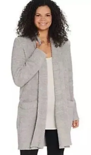 Barefoot Dreams Cozy Chic‎ Cali Cardi Longline Knit Cardigan Lounge Small Gray thumbnail 1