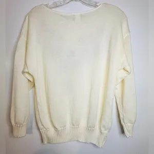 Vintage Kenneth Too‎ Ivory Aztec Pullover Sweater Turquoise Embellished Sz S/M thumbnail 4