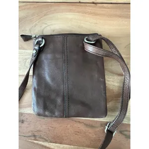 Fossil Maddox patchwork mini crossbody bag purse flap leather suede herringbone thumbnail 4