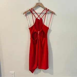 Express Red Asymmetrical Wrap Style Strappy Cutouts Mini‎ Dress Size 2 thumbnail 5