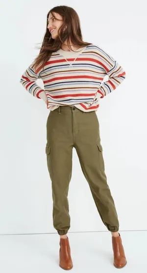 Madewell High-Rise Cargo Fatigue Pants Distant Surplus Green Utility Joggers 26‎ thumbnail 1
