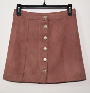 Forever 21 Women's Faux Suede Mini Skirt High Waist, PinkBlush -PRELOVED- Size S thumbnail 1