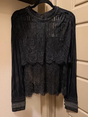 Anthropologie Black Lace Top thumbnail 1