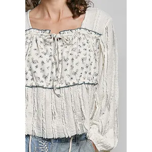 POL Square Neck Lace Long Balloon Sleeve Top - Medium‎ thumbnail 6