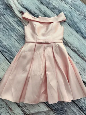 Handmade Off-Shoulder Taffeta Fit & Flare Dress in Light Pink thumbnail 7