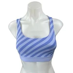 Lululemon Energy Blue Striped Sleeveless Athletic Yoga Gym Sports Bra Tank Top 2 thumbnail 2