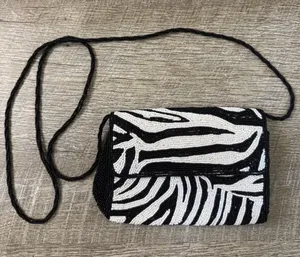 Inge Christopher Black and White Zebra Beaded Crossbody Bag thumbnail 1