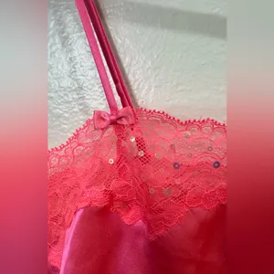 Victoria's‎ Secret Y2K Vintage Neon Pink Satin Lace Top Size M thumbnail 4