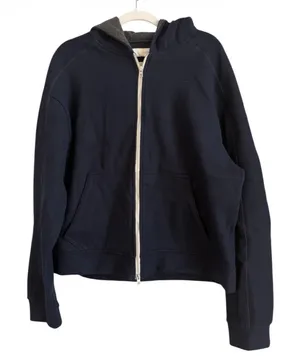 ZARA Technical Cropped Full Zip Hoodie Jacket Navy Blue Minimalist Clean Girl XL thumbnail 1