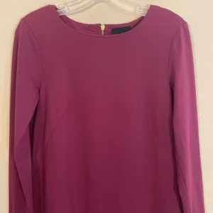 Cynthia Rowley Soft Stretch Burgundy Plum Long Sleeve Shift Dress Sz‎ 4 thumbnail 3