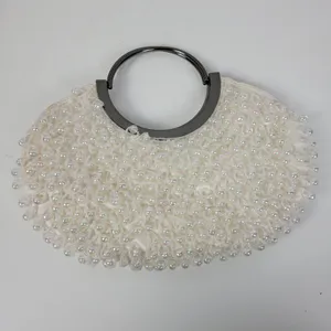 Vintage Womens Iridescent Crystal Hand Bag White Chandelier Beaded Evening Purse thumbnail 12