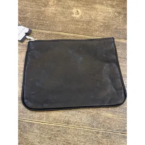 Club Monaco Leather Bag Pouch Zip Cosmetics Black Travel‎ thumbnail 3