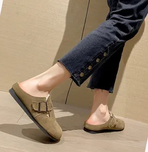 Winter outdoor leather cotton slippers Brown Size 6.5 thumbnail 2