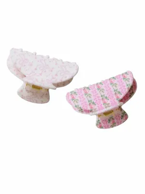 NWT LoveShackFancy x Goody Blooming Heirloom Small Claw Clip Strawberry Macaroon thumbnail 2