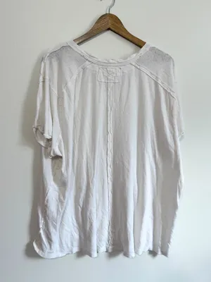 Free People We the Free White Tee Size XL Linen Cotton Shirt Top thumbnail 5