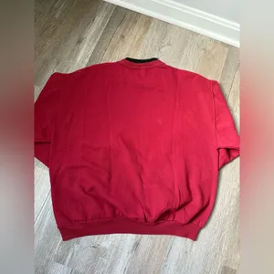 VTG Winter Snowman Sweater Pullover Sweatshirt Red Black Embroidered Size L XL thumbnail 6