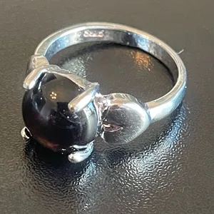 Black agate S925 silver ring size 7.75 thumbnail 7