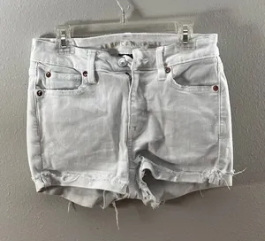 American‎ Eagle Women White Hi-Rise Shortie Shorts Denim size 2 thumbnail 1