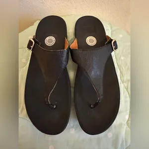 Fitflop Black Textured Sandals Womens size 10 thumbnail 6
