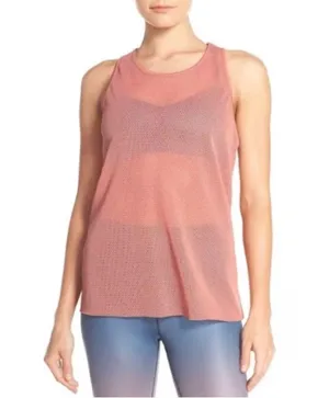 Alo Yoga Lucid Tank Top Size Large Pink Mesh Sheer Breathable Workout Coverup thumbnail 1