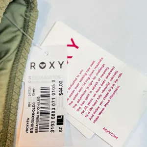Roxy Essaouira Oil Green Textured High Leg Bikini Bottom L NWT Low Rise Beach thumbnail 5