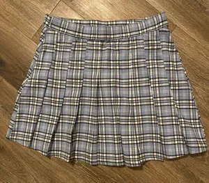 Hollister Blue Plaid Ultra High Rise Pleated Mini Skirt Size M thumbnail 1