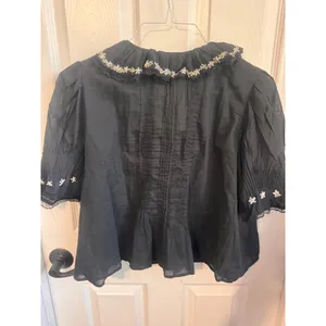 Muse Republic Clothing Black Embroidered Ruffle Blouse Size L NWT thumbnail 6