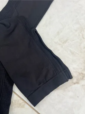 NEW ALALA Black High Waisted Ribbed Leggings Size Small thumbnail 3