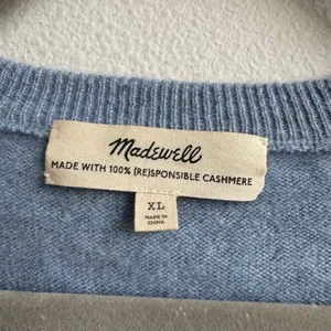 Madewell 100% Cashmere Relaxed Quite Luxury Henley Pullover River Blue Size XL thumbnail 5