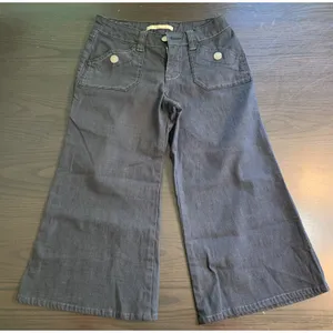 Sergio Valente Womens Wide Leg Denim Pants Charcoal Gray Sz 4 Minimalist Casual thumbnail 1