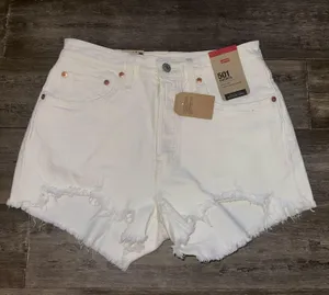 Levi’s 501 High-Rise Denim Jean Shorts White thumbnail 1