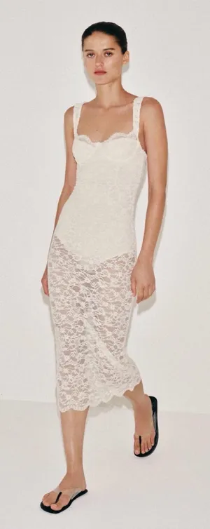 NWT ZARA LACE MIDI DRESS SIZE S thumbnail 1