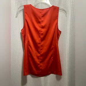 Ann Taylor Sleeveless Blouse Top Women’s 4 Orange Satin Look Career Work thumbnail 3