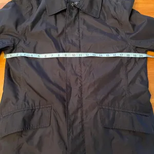 Lands' End Women's Navy Blue Long Zipper Button Gingham Lined‎ Trench Coat Small thumbnail 7