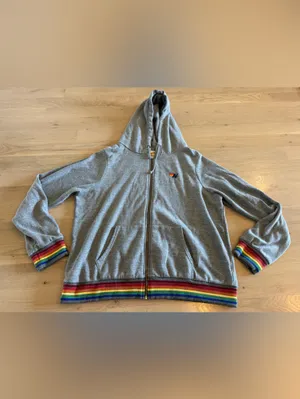 Aviator Nation Rainbow Rib Zip Hoodie Heather Grey size XXL thumbnail 2