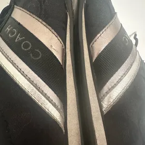 Coach Jayme Sneaker Signature Black Canvas Silver Leather Trim Size 10 thumbnail 9