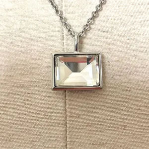 Loft two tier silver tone rhinestone necklace thumbnail 3